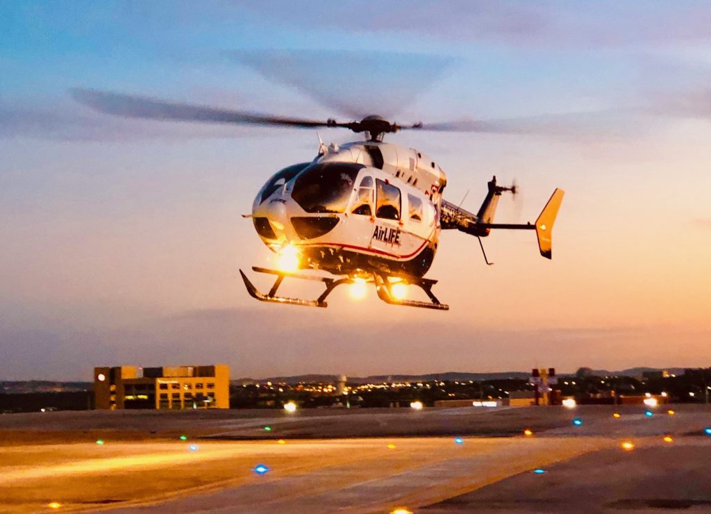 Airlife air medical helicopter flying