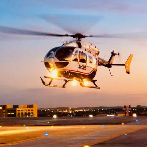 Airlife air medical helicopter flying