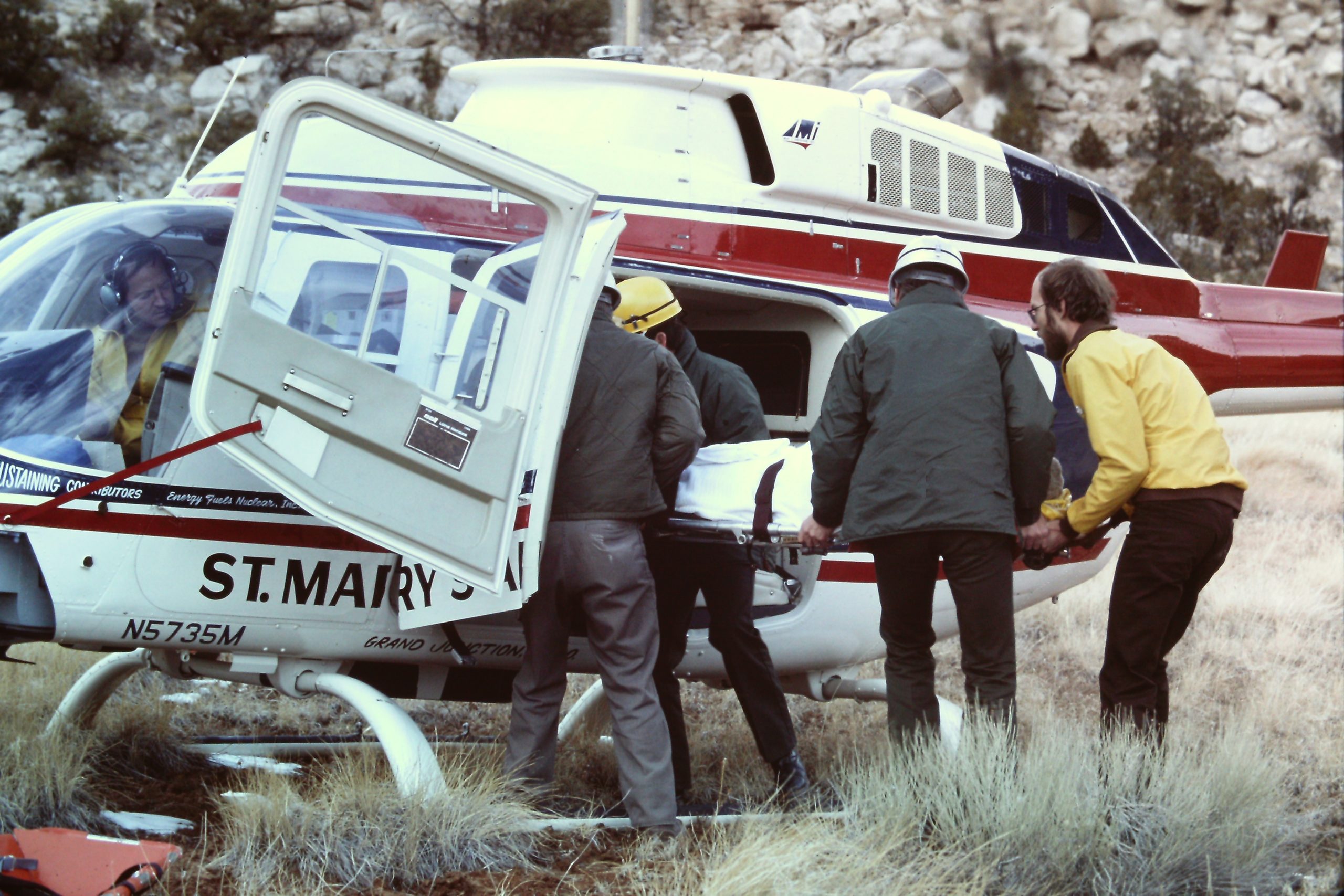 Air Methods' aircraft loading up a patient.